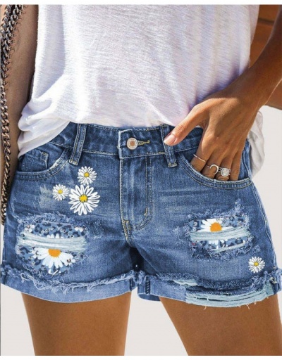  New Ripped Printed Patchwork  Denim Shorts #796126 $29.67 USD, Wholesale Fashion Jeans