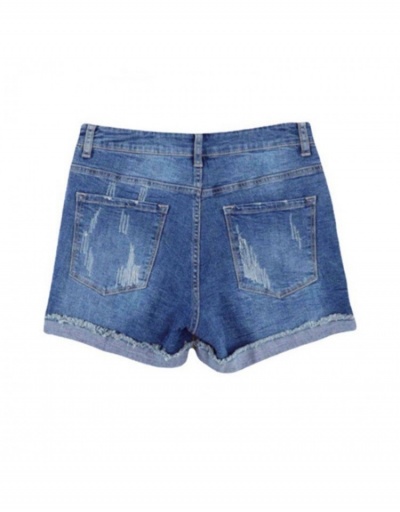 Replica Patchwork Ripped Straight Leg Denim Shorts For Women #796129 $26.81 USD for Wholesale