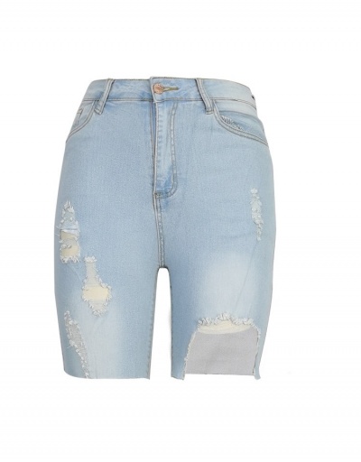 Replica Summer Light Blue Ripped Denim Shorts #796131 $27.89 USD for Wholesale