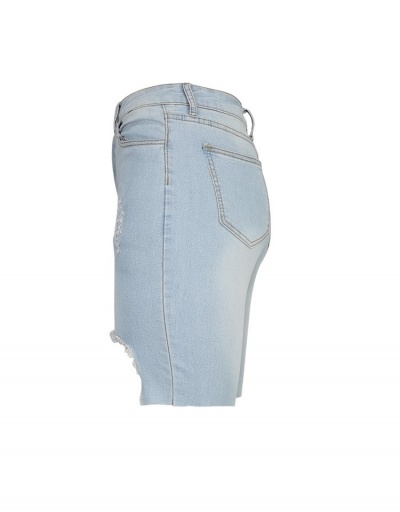 Replica Summer Light Blue Ripped Denim Shorts #796131 $27.89 USD for Wholesale