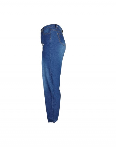 Replica Sexy Slit Star Pattern Blue Jean Trousers #796132 $25.48 USD for Wholesale