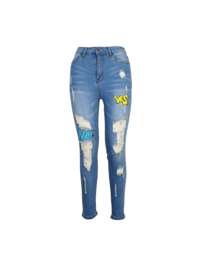 Replica Casual Ripped Tight Jeans For Women #796140 $31.59 USD for Wholesale