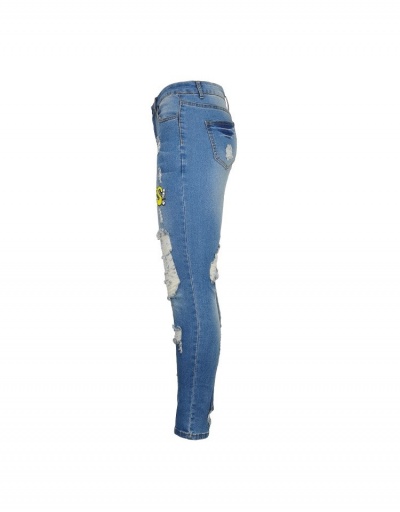 Replica Casual Ripped Tight Jeans For Women #796140 $31.59 USD for Wholesale