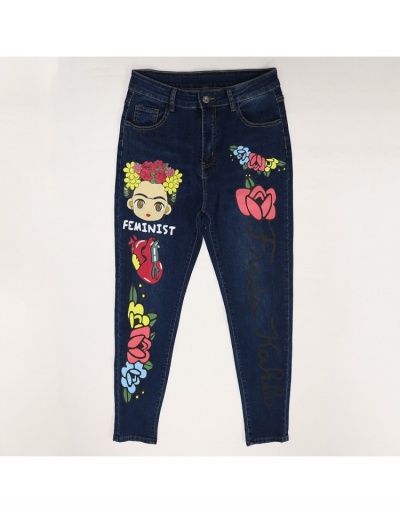 Replica Women Printed Blue Pencil Jean Trousers  #796141 $55.25 USD for Wholesale