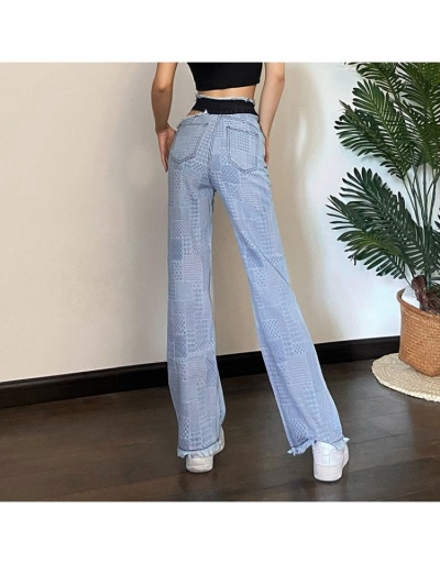 Replica Designer Blue Patchwork Straight Leg Jean Trousers #796146 $37.40 USD for Wholesale