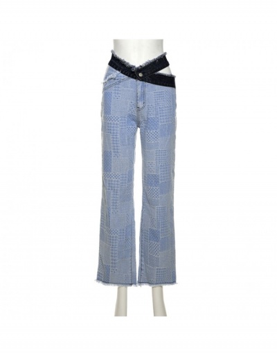 Replica Designer Blue Patchwork Straight Leg Jean Trousers #796146 $37.40 USD for Wholesale