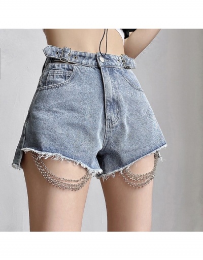 Replica  Raged Hem Chain Decorated Denim Shorts #796154 $30.28 USD for Wholesale