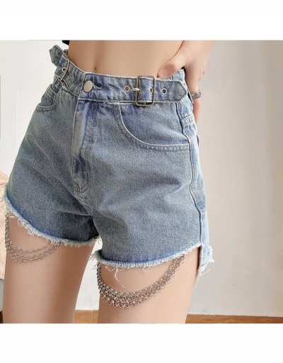 Replica  Raged Hem Chain Decorated Denim Shorts #796154 $30.28 USD for Wholesale