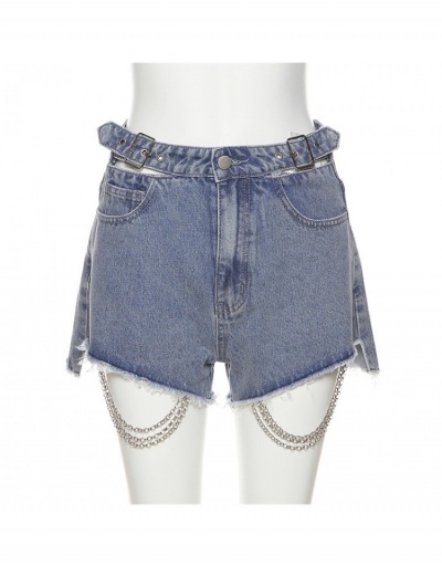 Replica  Raged Hem Chain Decorated Denim Shorts #796154 $30.28 USD for Wholesale