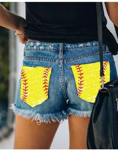 Fashion Casual Ripped Patch Printing Women's Denim Shorts #796157 $29.00 USD, Wholesale Fashion Jeans