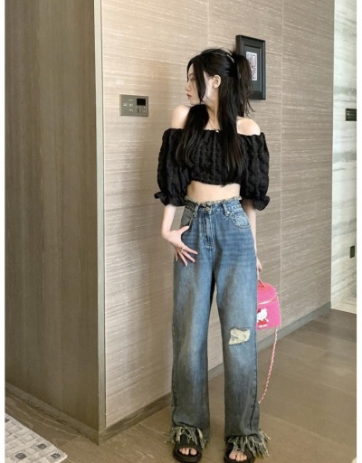 Replica  Women's High Waist Ripped Tassels Jeans #796165 $30.35 USD for Wholesale