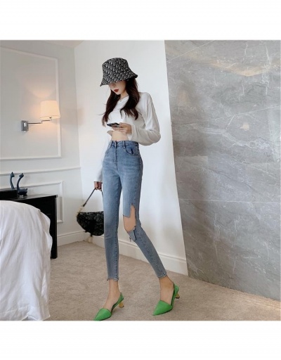  Women's Pure Color Ripped Cropped Jeans #796167 $31.02 USD, Wholesale Fashion Jeans