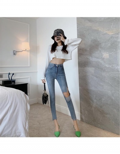 Replica  Women's Pure Color Ripped Cropped Jeans #796167 $31.02 USD for Wholesale