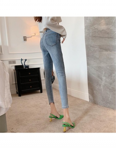 Replica  Women's Pure Color Ripped Cropped Jeans #796167 $31.02 USD for Wholesale