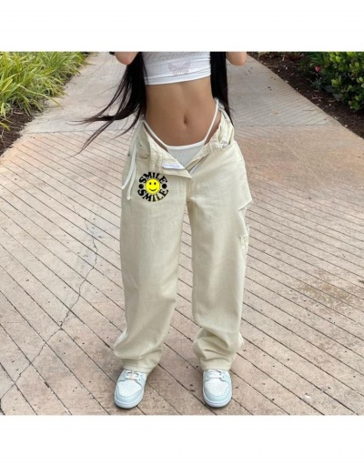  Smiling Face Embroidery Women's Casual Fashion Denim Pants #796173 $28.18 USD, Wholesale Fashion Jeans