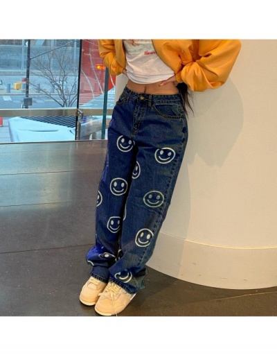 Replica  Smiling Face Printed Casual Denim Pants For Women #796174 $29.27 USD for Wholesale