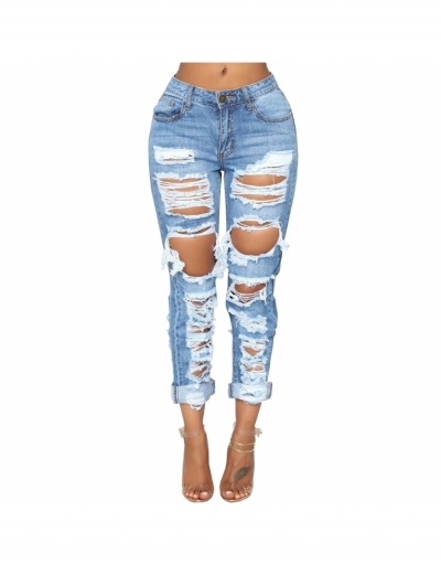 Fashion Casual Ripped Denim Pants For Women #796175 $29.25 USD, Wholesale Fashion Jeans