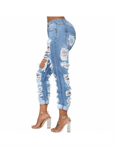 Replica Fashion Casual Ripped Denim Pants For Women #796175 $29.25 USD for Wholesale