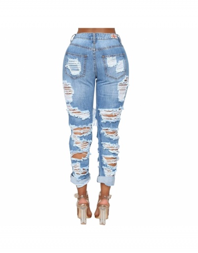 Replica Fashion Casual Ripped Denim Pants For Women #796175 $29.25 USD for Wholesale