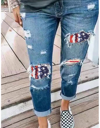 Fashion Casual Ripped Printing Denim Jeans For Women #796181 $30.21 USD, Wholesale Fashion Jeans