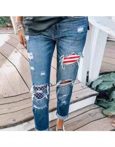 Replica Fashion Casual Ripped Printing Denim Jeans For Women #796181 $30.21 USD for Wholesale