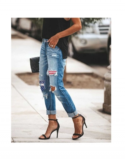 Replica Fashion Casual Ripped Printing Denim Jeans For Women #796181 $30.21 USD for Wholesale