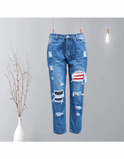 Replica Fashion Casual Ripped Printing Denim Jeans For Women #796181 $30.21 USD for Wholesale