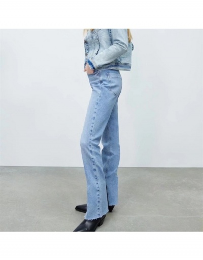 Replica Slit Hem Light Blue Straight Leg Jean Pants #796182 $47.91 USD for Wholesale