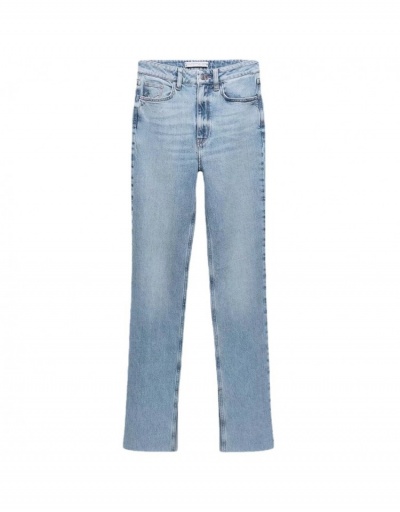 Replica Slit Hem Light Blue Straight Leg Jean Pants #796182 $47.91 USD for Wholesale