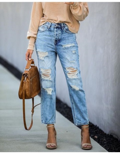  Women's Street High Waist Ripped Jeans #796185 $26.62 USD, Wholesale Fashion Jeans