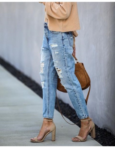 Replica  Women's Street High Waist Ripped Jeans #796185 $26.62 USD for Wholesale