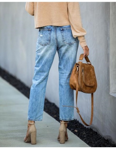 Replica  Women's Street High Waist Ripped Jeans #796185 $26.62 USD for Wholesale