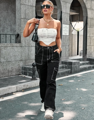  Women's Versatile Pockets High Waist Jeans #796186 $25.73 USD, Wholesale Fashion Jeans