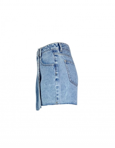 Replica Designer Patchwork Light Blue Denim Shorts #796188 $25.48 USD for Wholesale