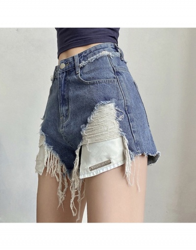 Replica  Summer Sexy Fashion Raged Hem Patchwork Denim Shorts #796190 $27.56 USD for Wholesale