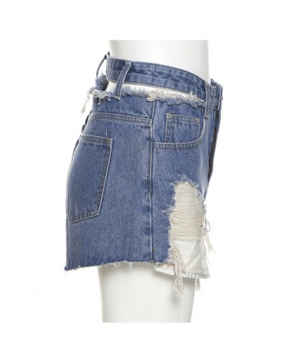 Replica  Summer Sexy Fashion Raged Hem Patchwork Denim Shorts #796190 $27.56 USD for Wholesale