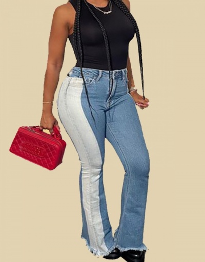  Casual High Waist Contrast Color Women's Denim Pants #796191 $31.53 USD, Wholesale Fashion Jeans