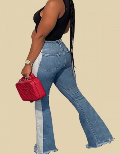 Replica  Casual High Waist Contrast Color Women's Denim Pants #796191 $31.53 USD for Wholesale