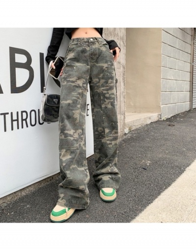 Replica  Street Hip Hop Camouflage Straight Jeans For Women #796203 $43.31 USD for Wholesale