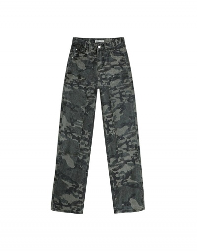 Replica  Street Hip Hop Camouflage Straight Jeans For Women #796203 $43.31 USD for Wholesale