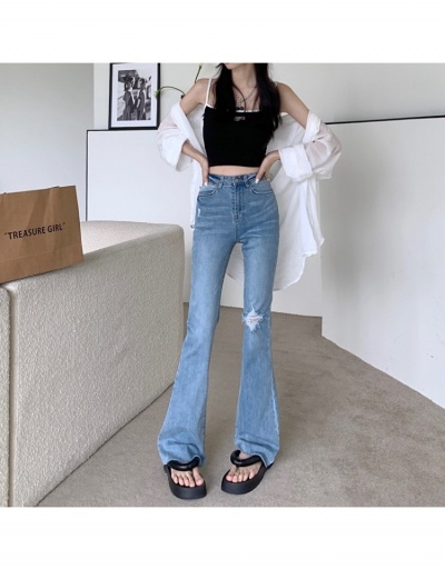 Fashion Pure Color Ripped Women's Versatile Denim Jeans #796206 $34.58 USD, Wholesale Fashion Jeans