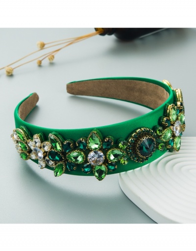 Replica  Fashion Green Flowers Rhinestone Patch Headband #796247 $14.58 USD for Wholesale