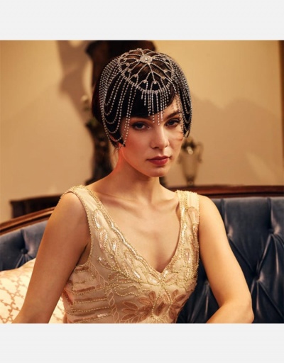 Replica Vintage Style Fringe Rhinestone Headdress #796298 $23.66 USD for Wholesale