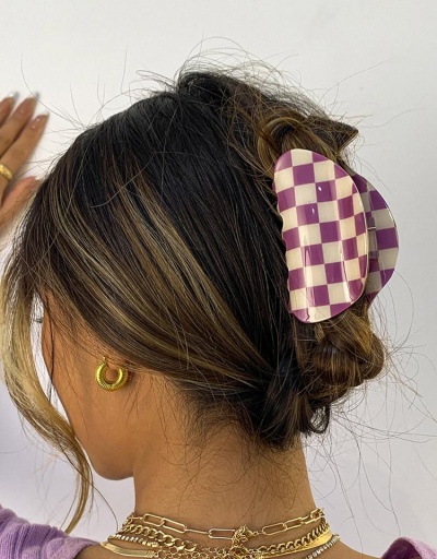 Acrylic Contrast Color Plaid Hair Clips For Women #796300 $6.59 USD, Wholesale Fashion Hair Accessories