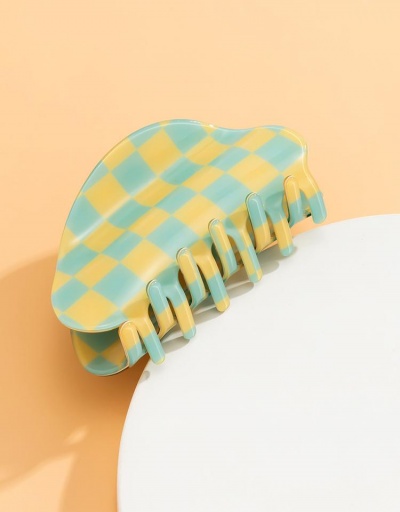 Replica Acrylic Contrast Color Plaid Hair Clips For Women #796300 $6.59 USD for Wholesale