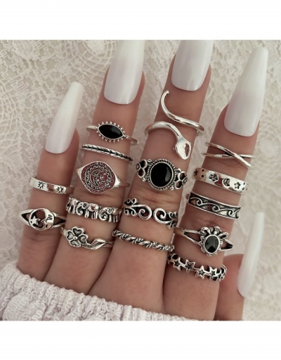 Unique Moon Flower Metal Decor Ring Sets #796313 $6.13 USD, Wholesale Fashion Ring