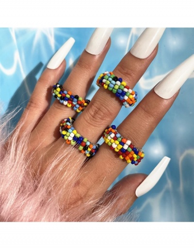  Y2K  Beaded Women's 4 Piece Ring Set #796328 $5.70 USD, Wholesale Fashion Ring