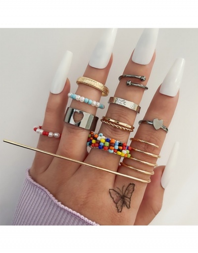 Fashion Punk Color Bead Ring Set #796330 $5.50 USD, Wholesale Fashion Ring