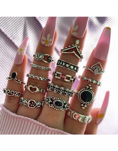 Fashion Sun Star Crown 16 Pieces Ring Sets #796339 $6.15 USD, Wholesale Fashion Ring