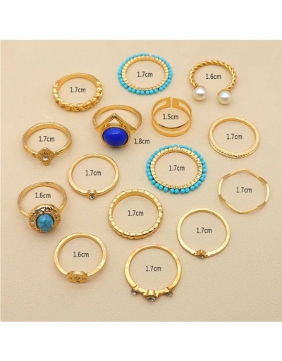 Replica Fashion Turquoise Rhinestone 15-Piece Ring Sets #796340 $6.23 USD for Wholesale